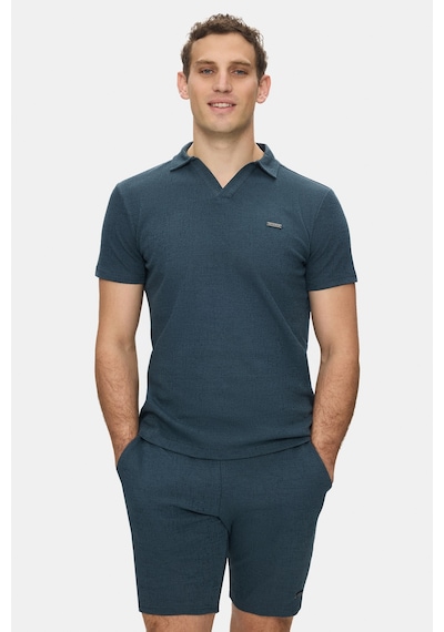 Felıpe Lacivert Polo Yaka Krinkıl Hafif Kumaş Metal Logolu Standard Fit Erkek Tshirt Lacivert
