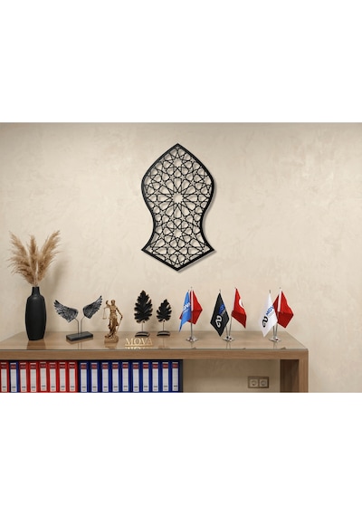 Modern Metal Kadem-i Şerif Duvar Tablosu İslami Geometrik Salon Ofis Duvar Dekoru
