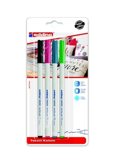 Edding 4600 Kumaş Boyama Kalemi 4 Lü Pastel Renkler