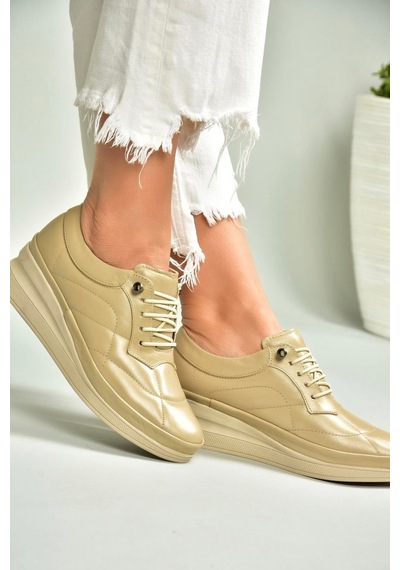 Fox Shoes U555301303 Bej Hakiki Deri Günlük Kadın Ayakkabı Bej-hakiki Deri