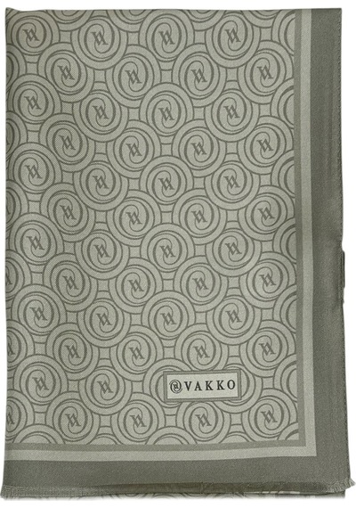 Vakko Twill İpek Şal - Helezon Monogram - Soft Çağla