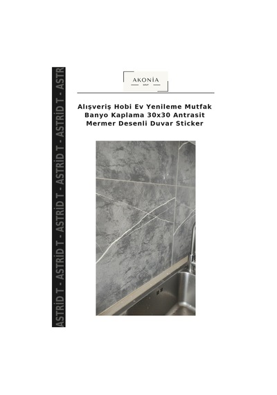 Alışveriş Hobi Ev Yenileme Mutfak Banyo Kaplama 30x30 Antrasit Mermer Desenli Duvar Sticker