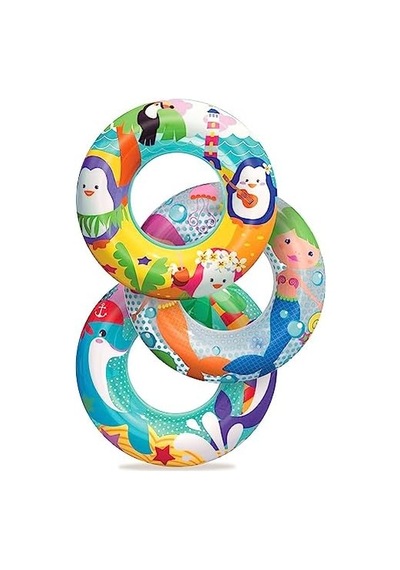 Telvesse Deniz Temalı 3-6 Yaş Simit Yüzme Simidi Havuz Deniz Şişme Yüzücü Simidi 51 Cm