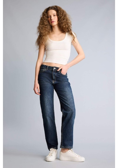 Defacto Comfort Straıght Normal Bel Uzun Jean Yıkamalı Pantolon H1654ax26smnm35 Mavi-nm35