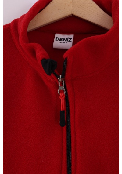 Monox Çocuk Unisex Parmak Geçmeli Polar Ceket Kırmızı