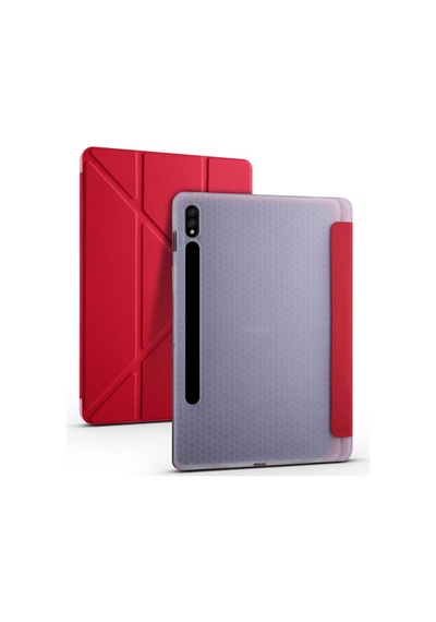 Samsung Galaxy Uyumlu Tab S7 T870 Kılıf Tri Folding Kalem Bölmeli Standlı Kılıf