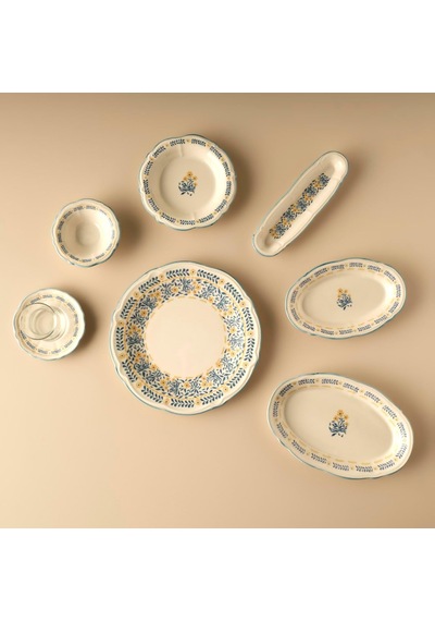 Liana Stoneware 26 Parça 6 Kişilik Kahvaltı Takımı Mavi Çok Renkli