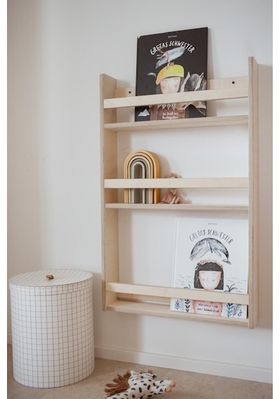 Ahşap Çocuk Montessori Kitaplık Bej
