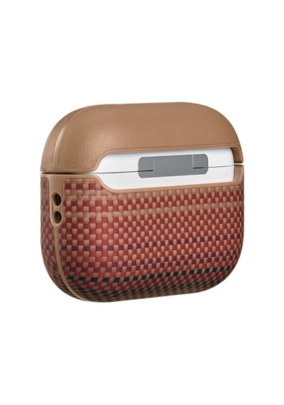 Apple Uyumlu AirPods Pro 3 Kılıf Aramid Fiber Pitaka Tactile Woven Sunset-moonrise Serisi Kapak Kahverengi Kahverengi