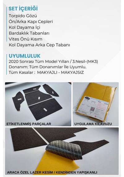 Hyundai İ20 3.nesil 2020 Sonrası Uyumlu Konfor Seti Ceplere Özel Yapışkanlı Premium Kaplama 3.nesil / 2020 Sonrası