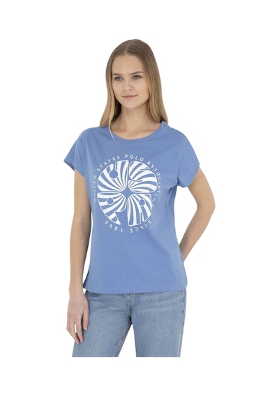 U.S. Polo Assn. Kadın Baskılı T-shirt Mavi
