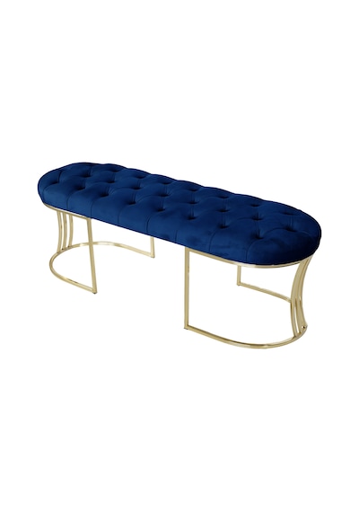 VİEGO GOLD MAVİ-Kapitoneli Model Puf&Bench&Koltuk-Oturak-Uzun Makyaj Puff-Yatak Odası Ucu&Önü