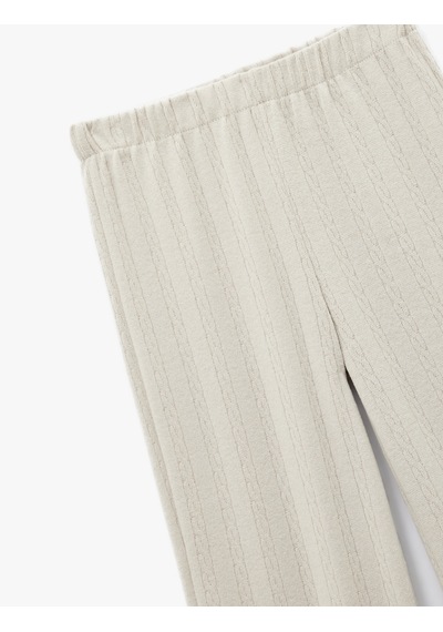 Koton Rahat Kalıp Standart Bel Dokulu Bol Paça Pijama Altı Gri 6wlk40017mk Gri