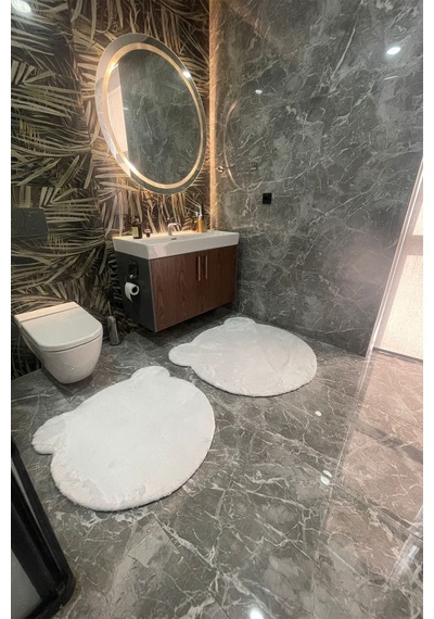 2li Sevimli Ayı Figürlü Post Banyo Takımı Klozet Takımı 80x80 Ve 100x100 Çok Renkli