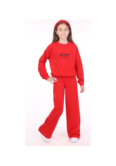 Toontoy Kids Toontoy Kız Çocuk Baskılı Eşofman Takım Kırmızı