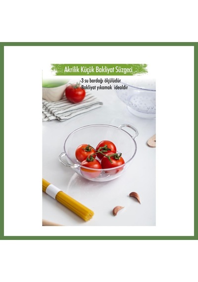Bezos Akrilik Şeffaf Mini Pirinç Süzgeçi & Bakliyat Süzgeçi 3 Su Bardağı Ölçülü Hb006