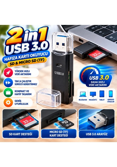 Hafıza Kartı - Tf Kart Okuyucu Hub Adaptör Veri Aktarıcı