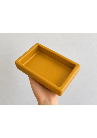 Dikdörtgen Model Beton Kedi Köpek Mama Ve Su Kabı 18 X 10,5 X 4,5 Cm - Bronz