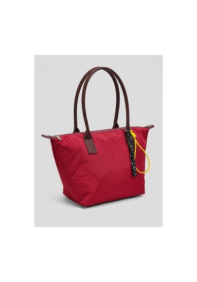 Shıkırtı Geniş Hacimli Uzun Saplı Günlük Ve Spor Kullanım Suya Dayanıklı Kumaş İp Charm Kadın Omuz Çantası 40cm X 25cm Kırmızı