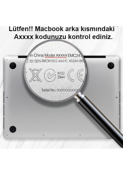 Apple Uyumlu MacBook Air M1Işlemci 2020 A2337 13" Hardcase Kılıf Kapak Siyah