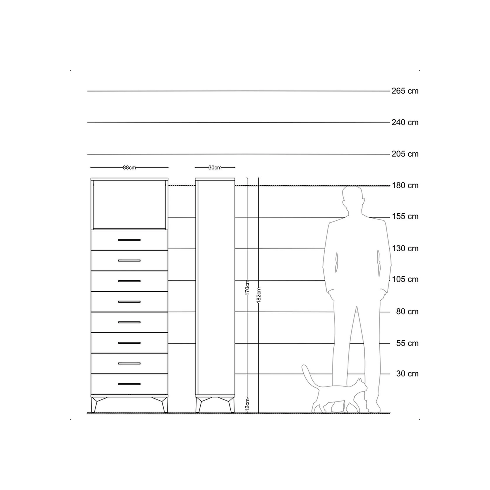 Arges Dolap Tek Raflı 8 Çekmeceli 88x30x182 Antrasit-çam Antrasit Arges Dolap Tek Raflı 8 Çekmeceli 88x30x182 Antrasit-çam Antrasit