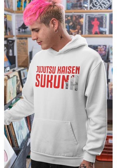 Sevbano Jujutsu Kaisen Ryomen Sukuna Anime Sırt Baskılı Unisex Oversize P beyaz