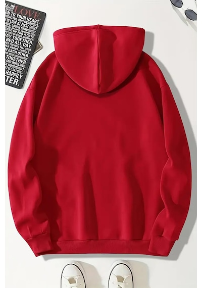 Duck Baskılı Oversize Sweatshirt Kırmızı