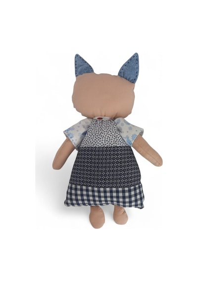 Kedi Hanım Patchwork Bez Bebek Tekli