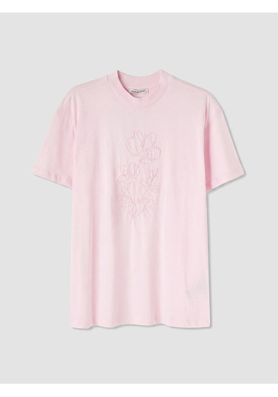 Lcw Modest Pembe Nakışlı %100 Pamuklu Kadın Tişört