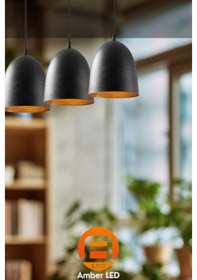 Modern Metal Gövdeli 3'lü Sarkıt Avize Mutfak Ve Salon İçin E27 Uyumlu, Siyah-6173 Diğer