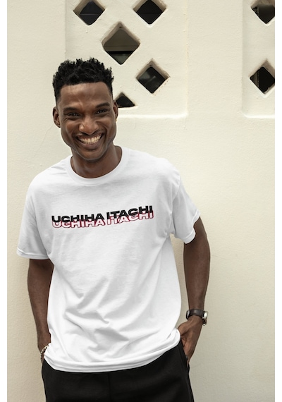 Naruto Itachi Uchiha Sırt Baskılı Unisex Oversize Anime Tişört Beyaz