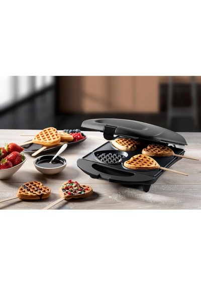 Bestron Saplı Kalp Waffle'lar Için Waffle Makinesi Mutfak Ekipmanları Siyah 189436779