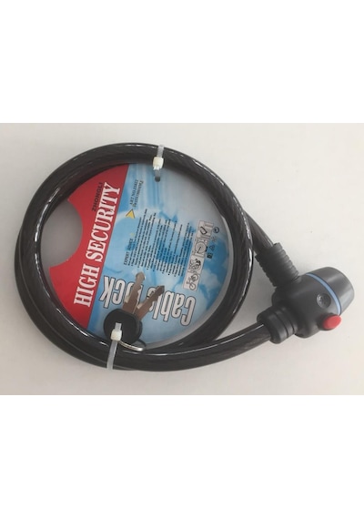 Bisiklet Motor Kilidi Halatlı Kalın Anahtarlı Kilit 15 x 1000 MM Siyah