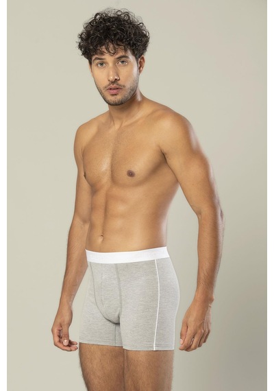 Erdem Gri Melanj Pamuk Elastan Uzun Boxer 1417 Gri Melanj