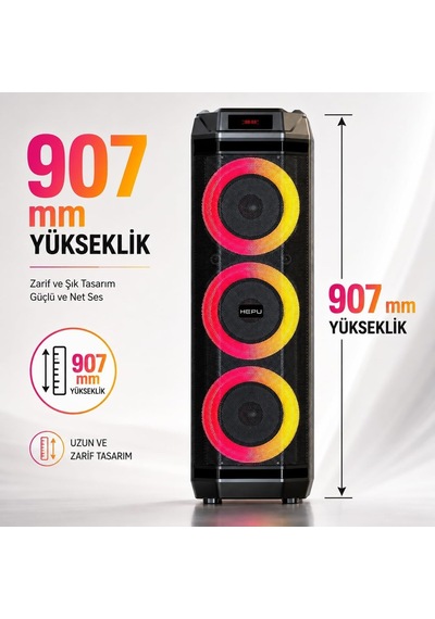 Hp-982 Partybox Bluetooth Hoparlör 3 8 Hoparlör 30w Güç Rgb Işık Tws Destekli