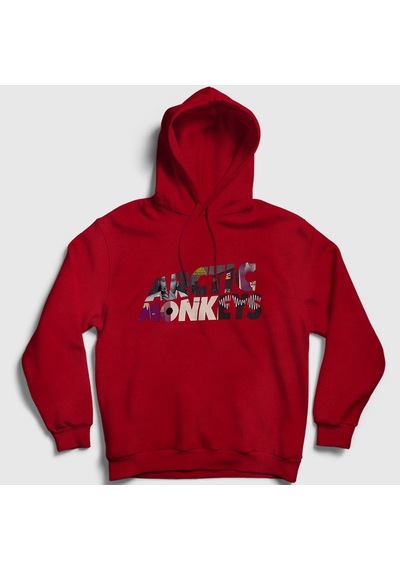 Presmono Unisex Mask Arctic Monkeys Kapüşonlu Sweatshirt Kırmızı