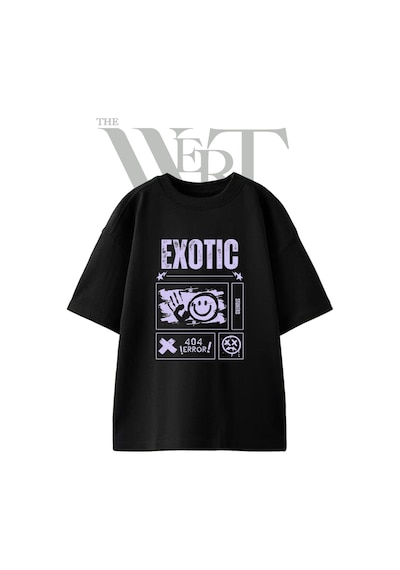 Thewert Grunge Smiley Handprint Tasarım Baskılı Ünisex Siyah Oversize T-shirt