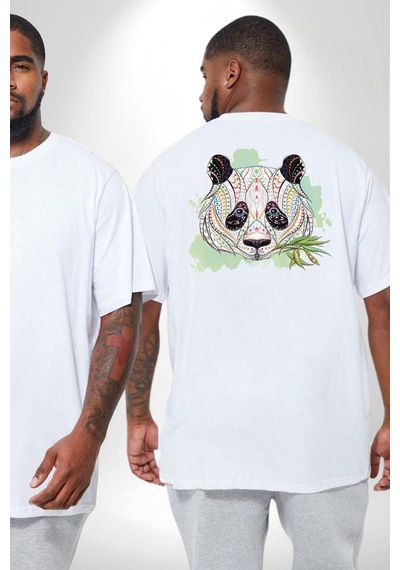 Angemiel Panda Mandala Büyük Beden Beyaz Tişört Kadın Erkek Ünisex Sırt Baskılı Beyaz Angemiel Panda Mandala Büyük Beden Beyaz Tişört Kadın Erkek Ünisex Sırt Baskılı Beyaz