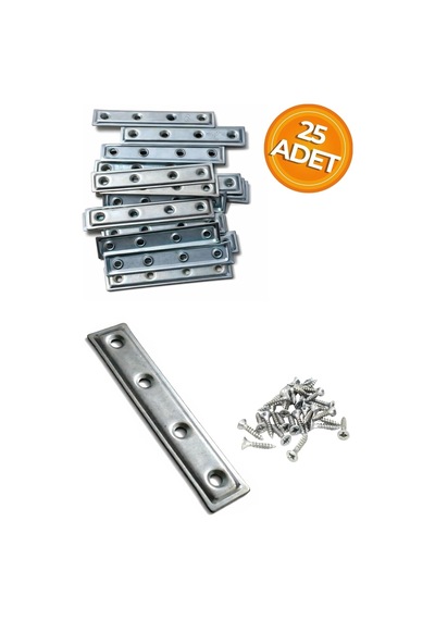 Düz Demir Gönye Köşebent, Metal Lama Montaj Demiri, Mobilya Dolap Raf Masa Köşe Bağlantı Aparatı, 16x80mm, 25 A Diğer