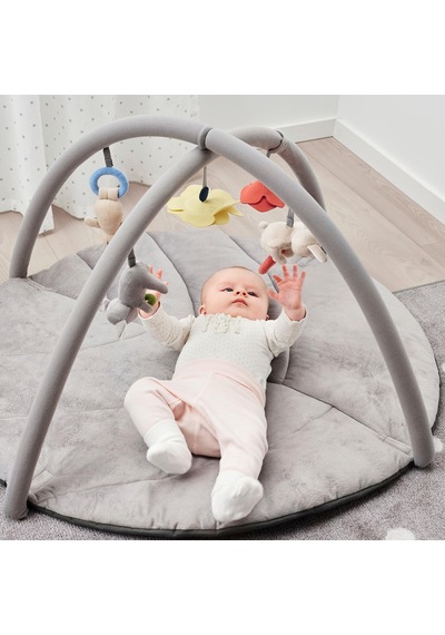 Oyuncaklı Bebek Oyun Halısı 90x49 Cm Meridyendukkan Gri Renk Aktivite-bebek Jimnastiği Oyun Halısı