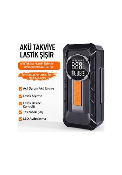 Akü Takviye Cihazı Araç Hava Kompresörü 1000a 150 Psı 8000 Mah