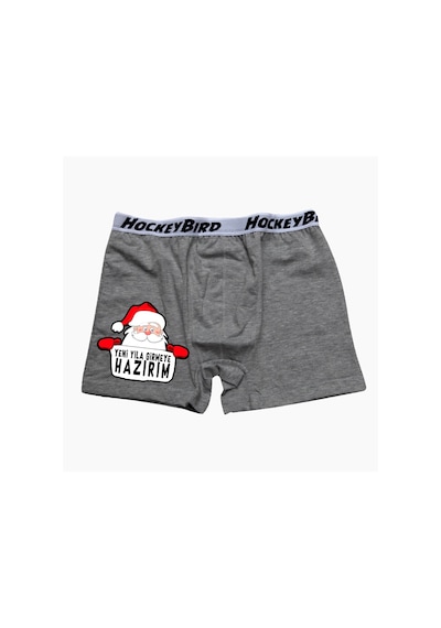 Yeni Yıla Girmeye Hazırım Erkek Gri Boxer Gri