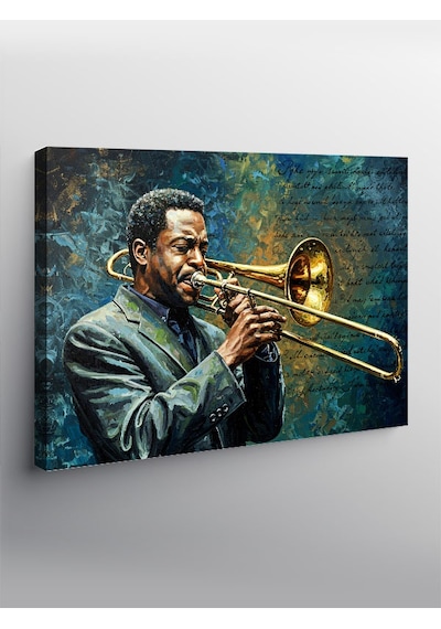 Kanvas Tablo Trombon Çalan Müzisyen