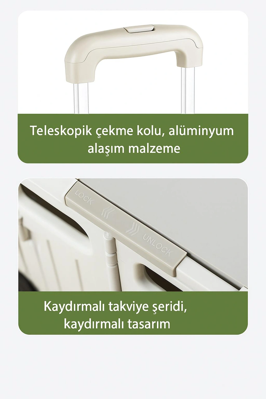 Valkyrie Katlanabilir İki Tekerlekli Alışveriş Ve Depolama Çantası Kapaklı Teleskopik Çekme Kolu Kamp Plaj Çok Amaçlı Beyaz