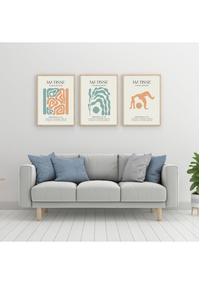 Matisse Turuncu Ve Yeşil'in Büyüsü Duvar Tablosu Çerçeveli 3'lü Set Ahşap Renk 30 X 42 Boyut/ebat