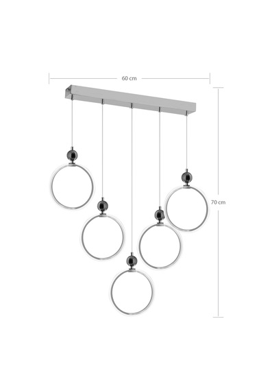Ld 073 5s Model Gold 3 Renkli Salon Ve Oturma Odası İçin İdeal Alüminyum Avize, 60x70 Gold