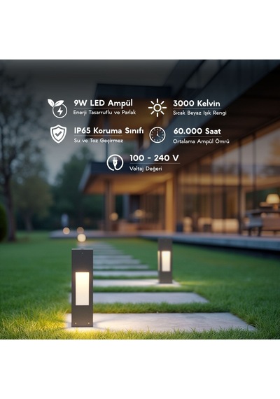 FoneLight Luxera 35 cm LED Bahçe Set Üstü Aydınlatma Antrasit Alüminyum IP65 Peyzaj Yürüyüş Yolu Lambası 3000K