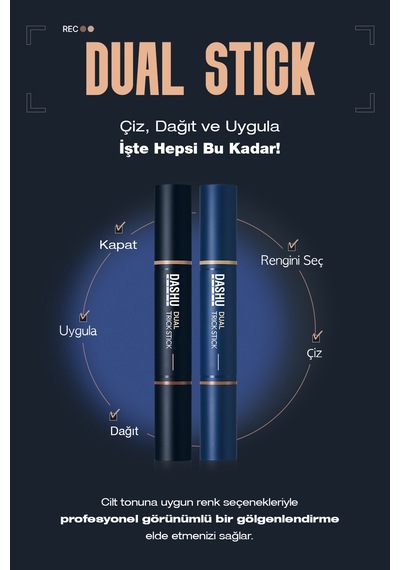 Dashu Pratik Kullanım Sunan İki Renkli Çift Taraflı Kontür Stick Mens Dual Trick Stick Light