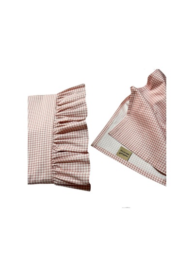 Country Ruffled Tek Kişilik Çarşaf Seti Pembe Pötikareli