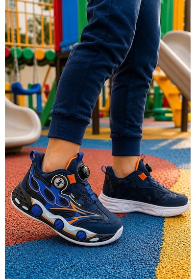 Ht Hotin Rush Çocuk Günlük Işıklı Spor Ayakkabı Pratik Bağlama Detaylı Sneaker - Lacivert